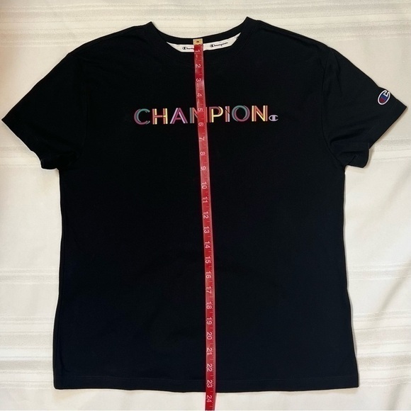 Champion‎ SS T-Shirt Neon Rainbow Letters Sz M EUC - Picture 8 of 9
